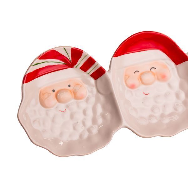 Блюдо сервировочное новогоднее для закусок из фарфора Santa Claus 33.5 на 12.5 см Yiwu CR-1-33 фото
