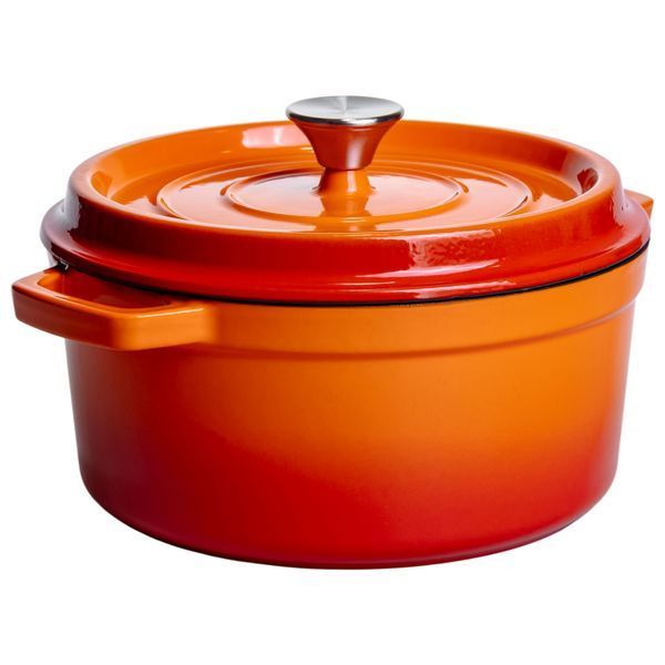 Кокотниця чавунна емальована 4,5 л Помаранчевий Yongkang HP-FLG-4 ORANGE фото