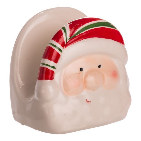 Салфетница на стол новогодняя кухонная Santa 15 см фарфоровая Yiwu CR-1-37 фото