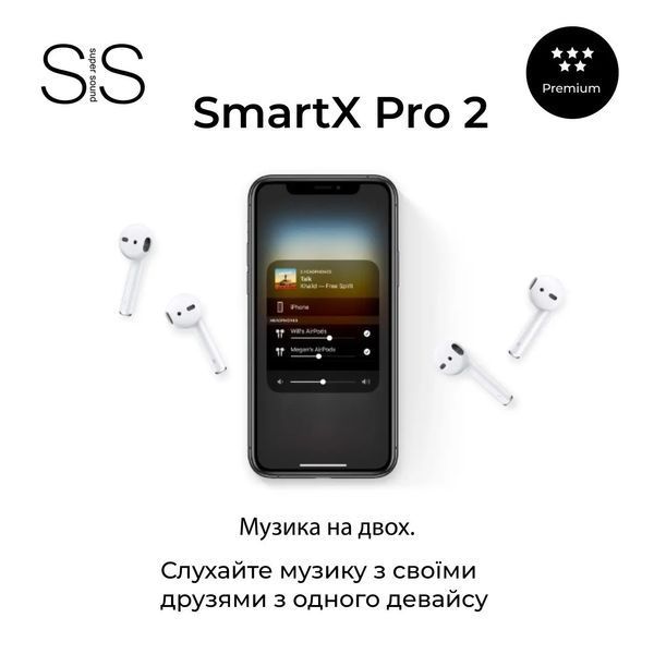 Навушники бездротові вакуумні з мікрофоном і шумозаглушенням Smartx SAP2P Pro Premium Bluetooth Білий фото