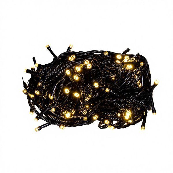 Новорічна гірлянда кімнатна нитка 22 м 220 LED чорний дріт Жовтий Garlando W220LED22MBY фото