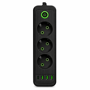 Сетевой фильтр-удлинитель 3 розетки и 3 USB A1 Type-C на 3 метра Черный Yiwu HP-5-34 фото