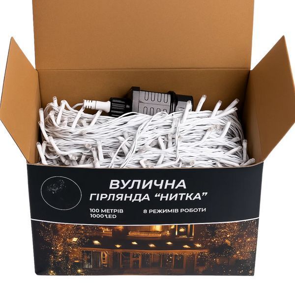 Гірлянда Різдвяна фея вулична 1000 LED 100 м 8 режимів роботи білий провід Синій Garlando CF1000L100MWBL фото