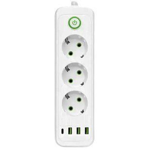 Сетевой фильтр-удлинитель 3 розетки и 3 USB A1 Type-C на 5 метров Белый Yiwu HP-5-35 фото