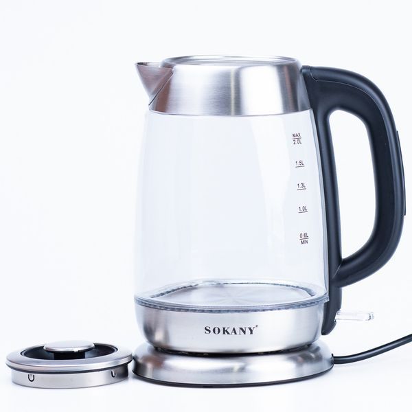 Электрочайник Sokany SKSH1069 на 2л 2000 Вт Прозрачный фото