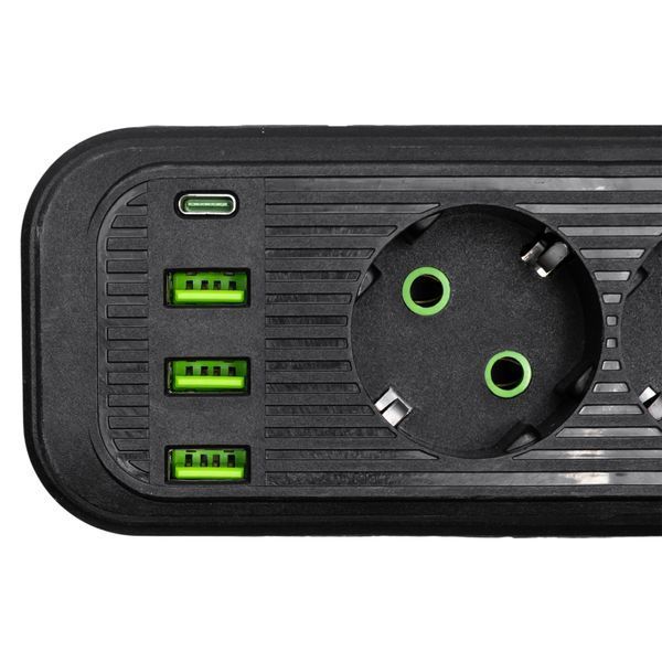 Сетевой фильтр-удлинитель 4 розетки и 3 USB A1 Type-C на 3 метра Черный Yiwu HP-5-38 фото