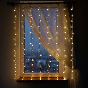Новорічна гірлянда штора 1,5х1,5 м 64 LED білий дріт Жовтий Garlando ZWM1564LEDY фото
