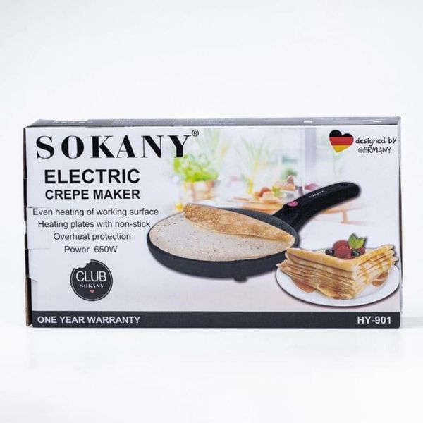Блинница электрическая Sokany HY901B 24 см 650 Вт Черный фото