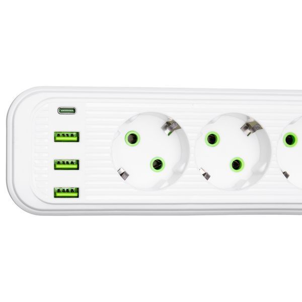 Сетевой фильтр-удлинитель 4 розетки и 3 USB A1 Type-C на 5 метров Белый Yiwu HP-5-39 фото