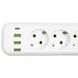 Сетевой фильтр-удлинитель 4 розетки и 3 USB A1 Type-C на 5 метров Белый Yiwu HP-5-39 фото 3