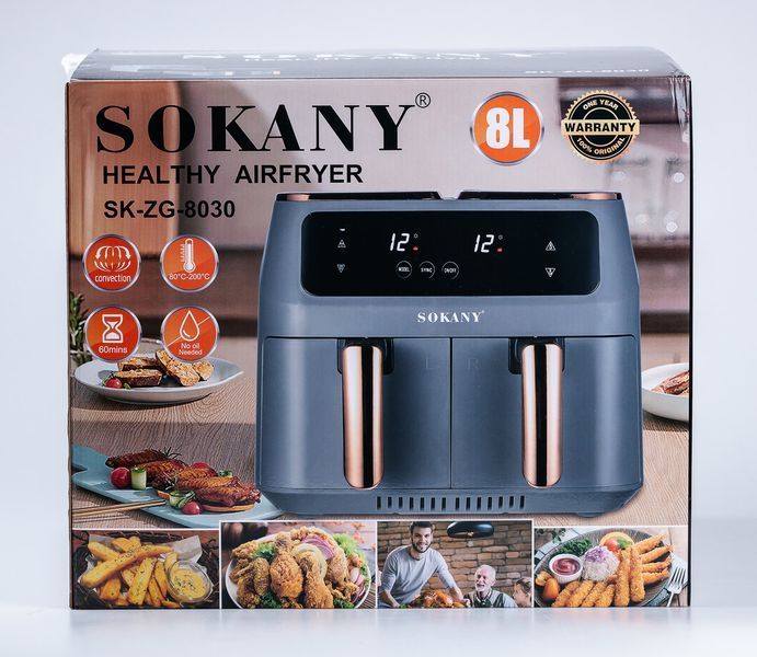 Аэрогриль-фритюрница Sokany SK-ZG-8030 2800 Вт на 8 л Серый фото