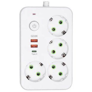 Сетевой фильтр-удлинитель 4 розетки и 2 USB A1 Type-C на 5 метров Белый Yiwu HP-5-47 фото