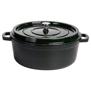 Кокотниця чавунна емальована 7,5 л Каструля Yongkang HP-FLG-14 green фото