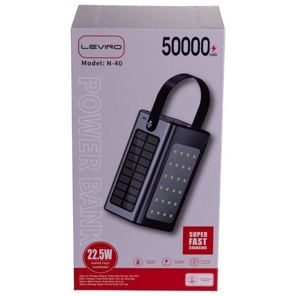 Повербанк 50000 mAh із сонячною панеллю USB-C/USB-A Чорний Zorox HP-N40 фото