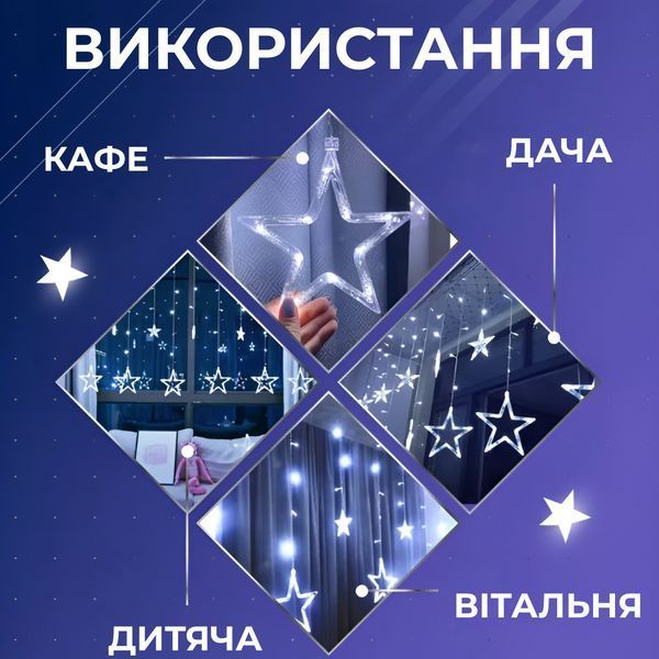 Гирлянда фигурная Звезды и елки 10 фигур 3х0,9 м холодный белый GarlandoPro 1733071W фото